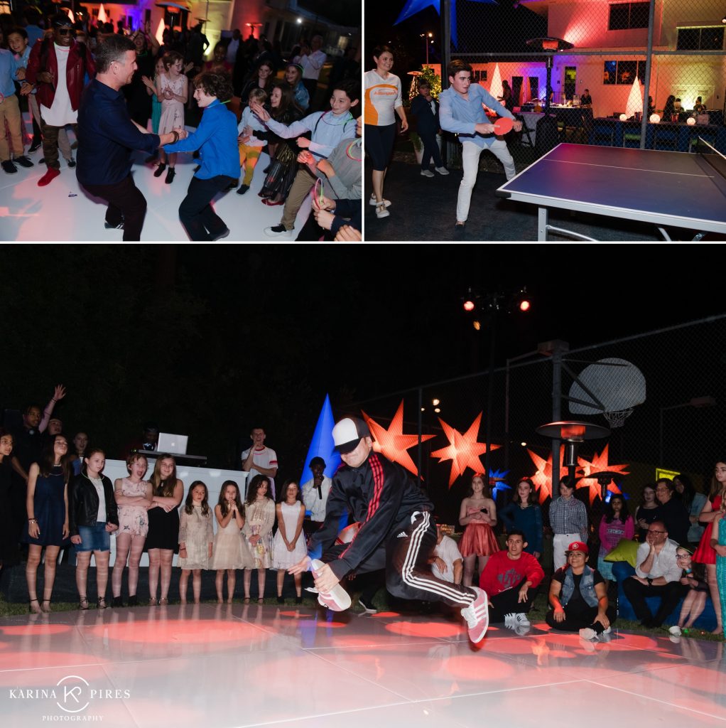 Bright and colorful blue and lime green Bar Mitzvah in Los Angeles