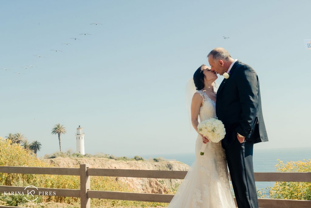 Bride and groom portraits at Point Vicente Lighthouse – San Pedro Wedding Photographer – Karina Pires Photography