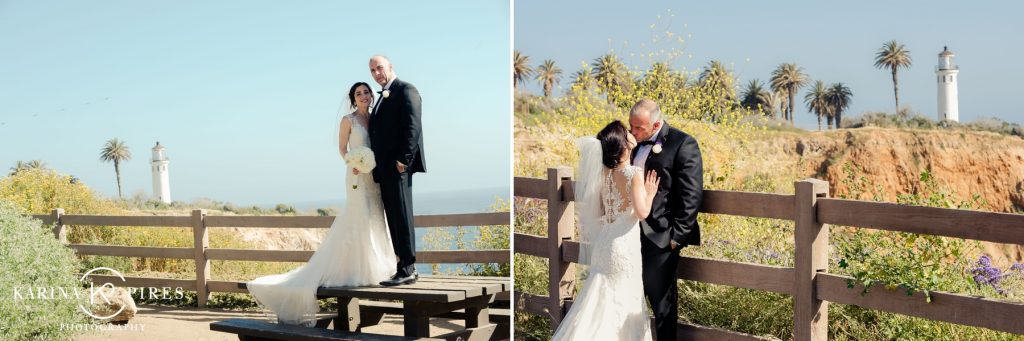 Bride and groom portraits at Point Vicente Lighthouse – San Pedro Wedding Photographer – Karina Pires Photography