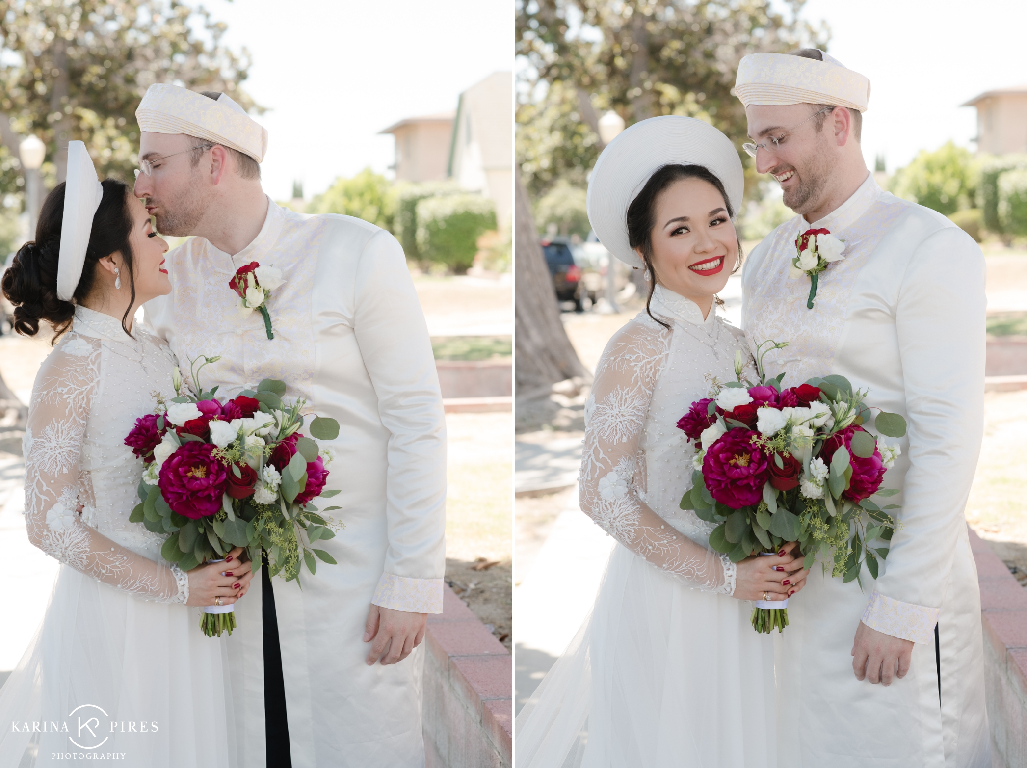 Bride and Groom in  Ivory Ao Dai