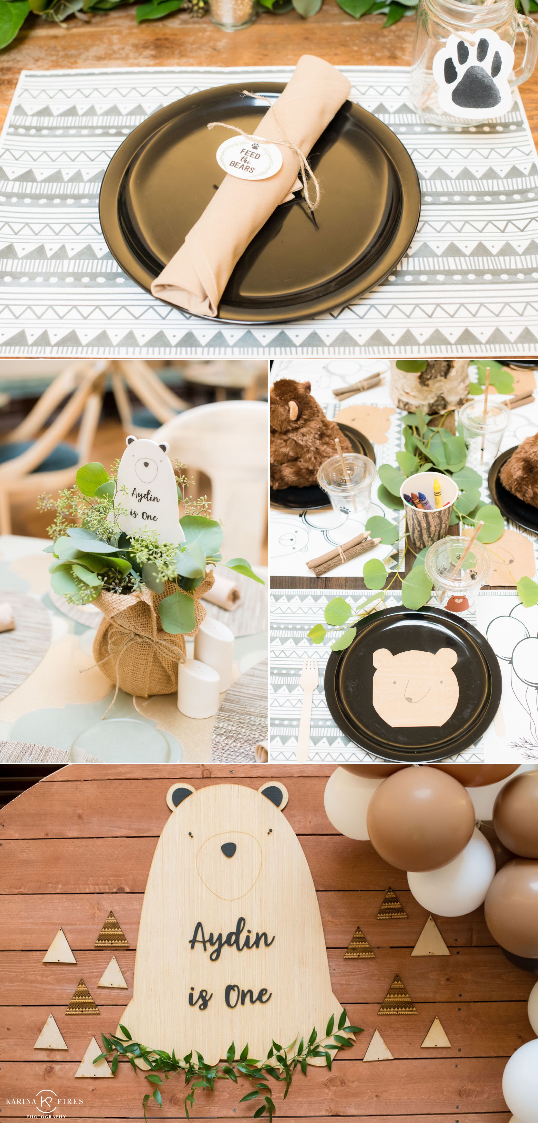 Bear themed first birthday party by Karina Pires Photography