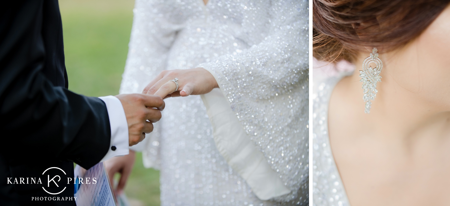 Bride in a long sleeve sequin gown for her Beverly Hills elopement