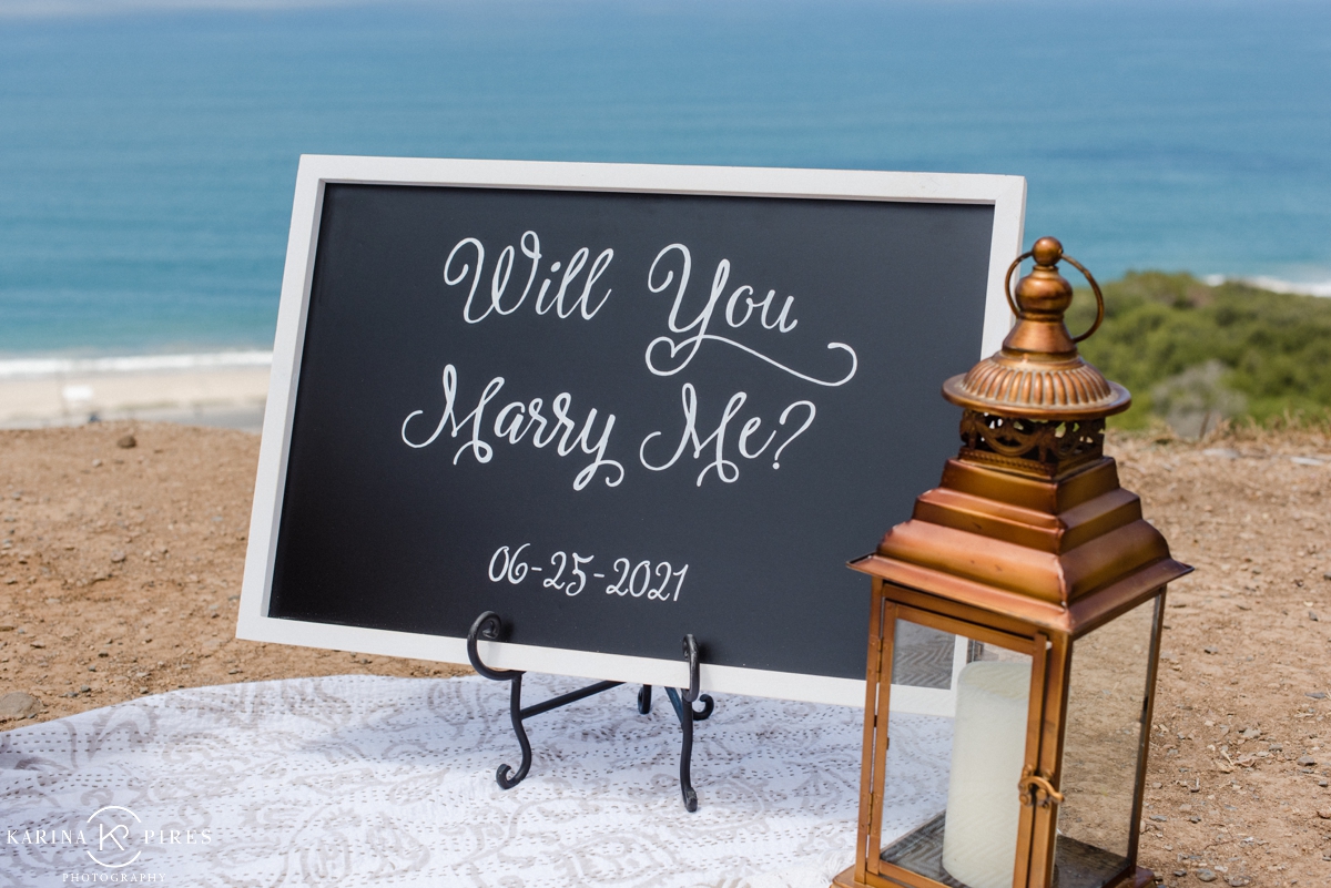 Will you marry me chalkboard sign