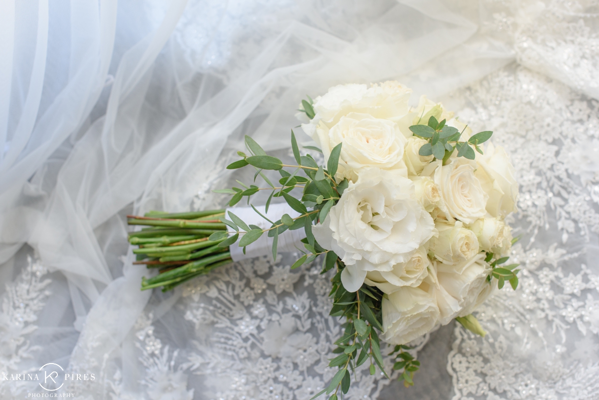 All white rose bridal bouquet