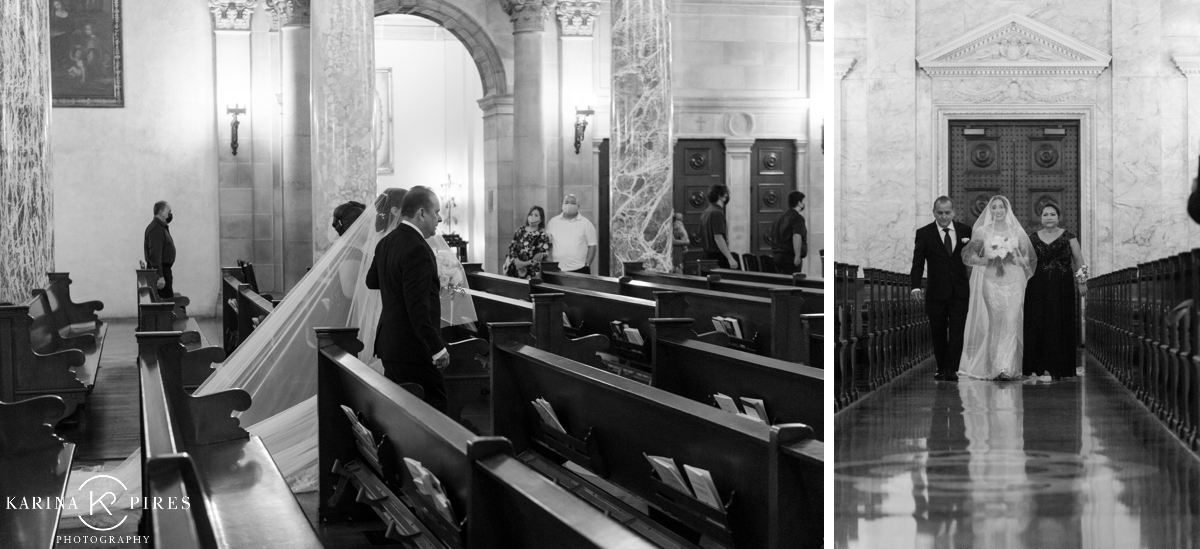 Wedding ceremony at St. Andrew Catholic Church in Pasadena