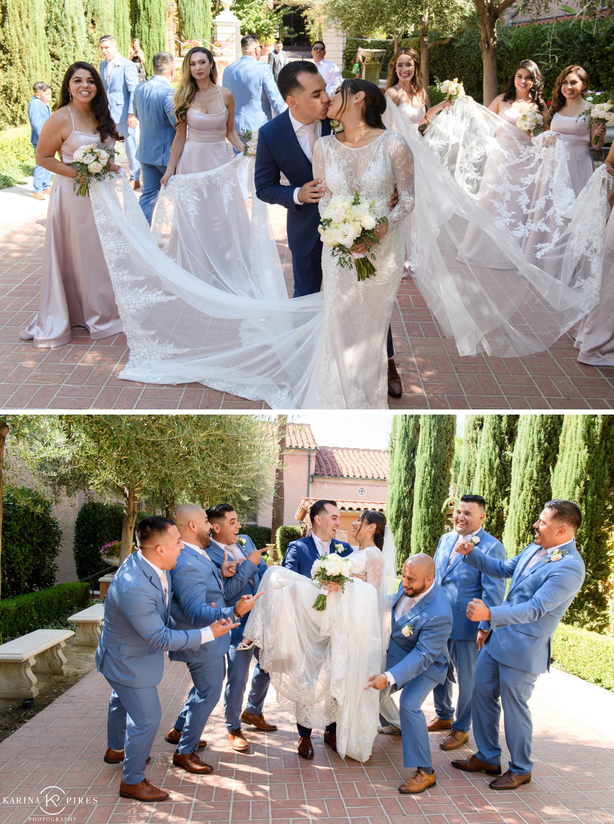 Bride and groom portraits at St. Andrew Catholic Church in Pasadena