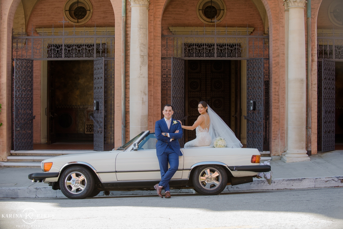 Bride and groom portraits at St. Andrew Catholic Church in Pasadena