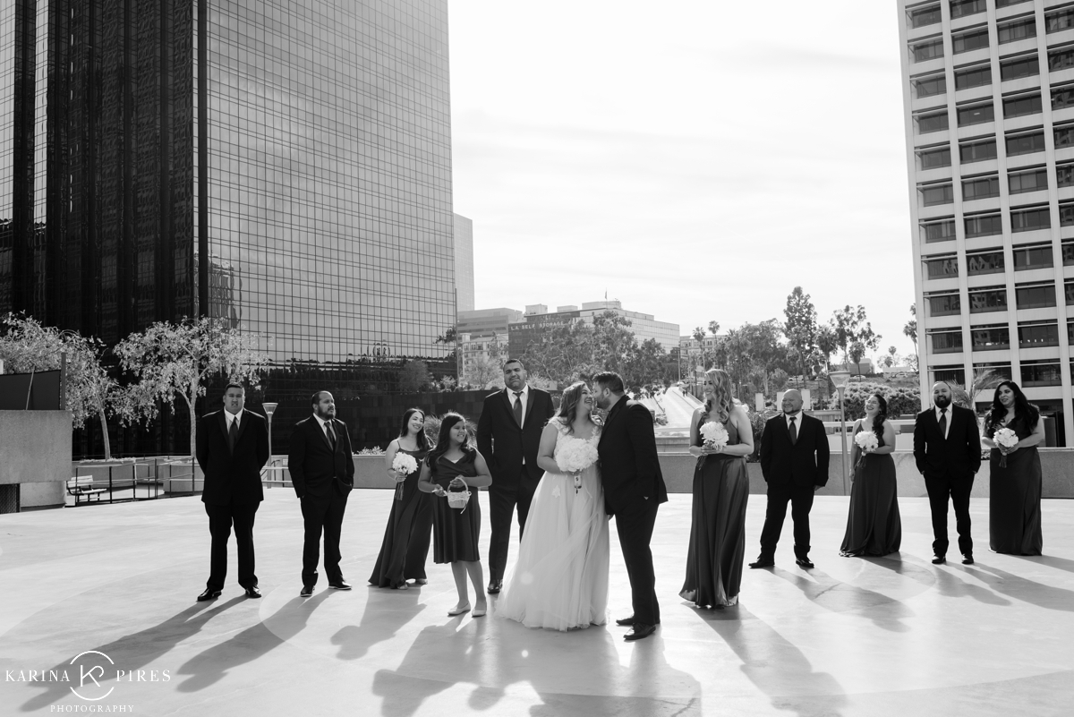 Rooftop bridal party portraits in Downtown LA