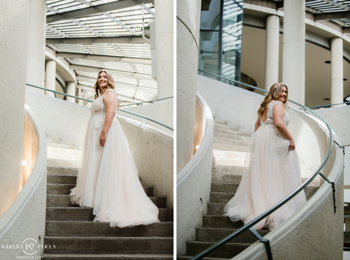 Bride and groom wedding day picture at Bonaventure Hotel