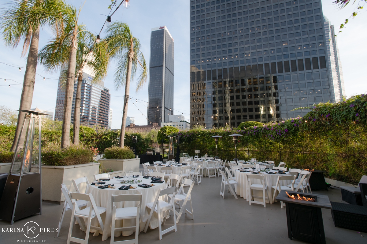 Outdoor wedding reception in Downtown Los Angeles 
