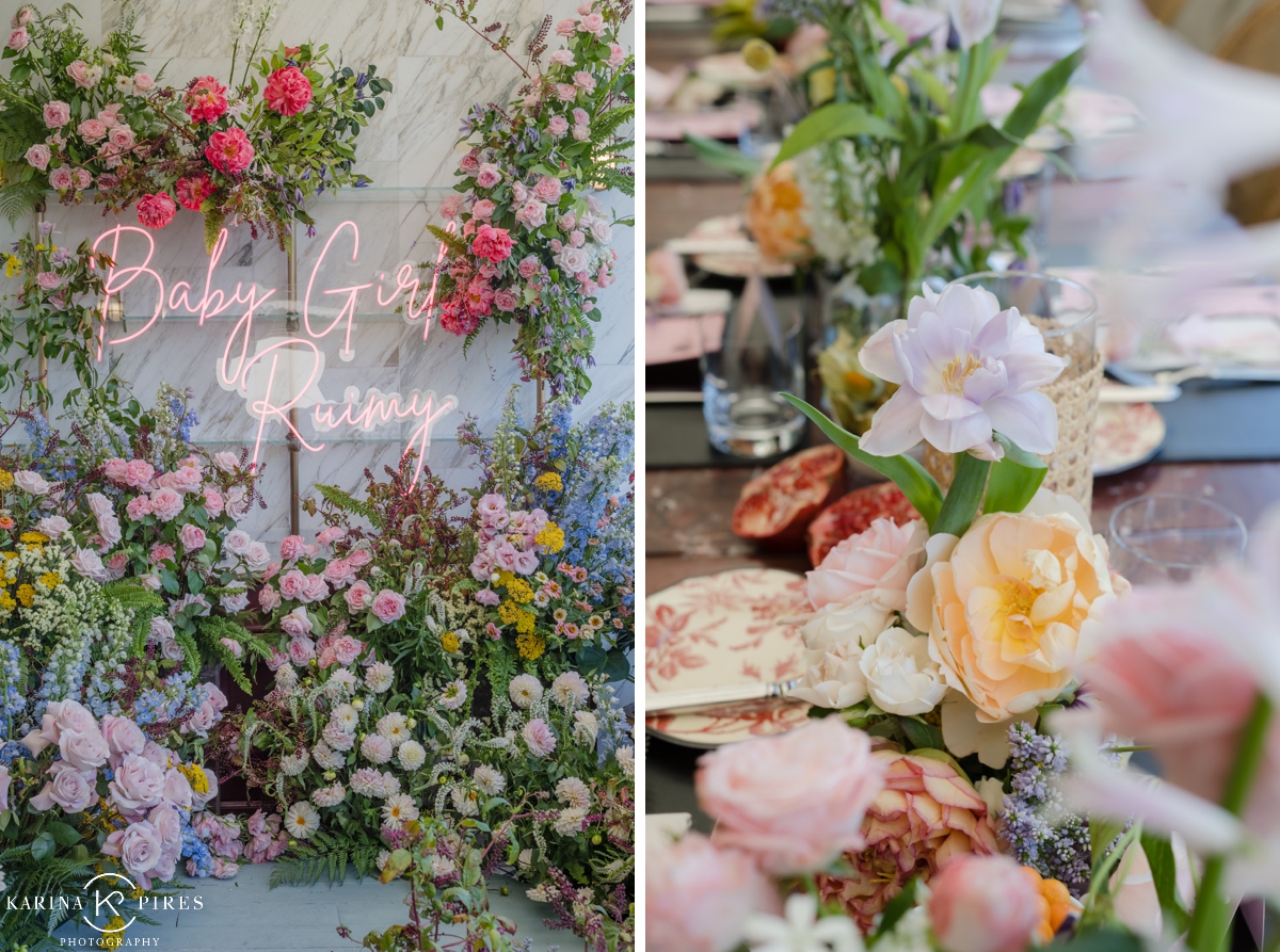 Botanical inspired baby shower with hundreds of flowers