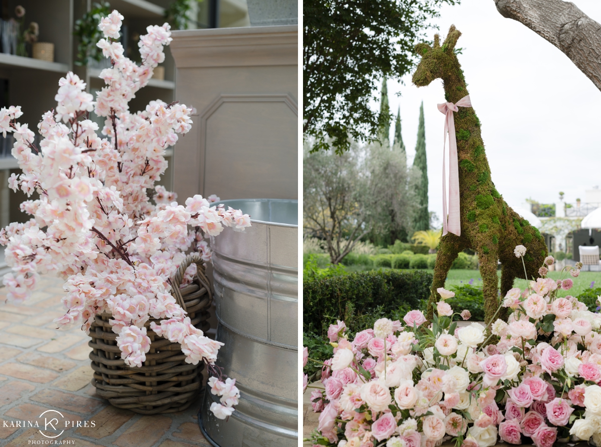 Topiary giraffe with blush flowers by Bloom Box