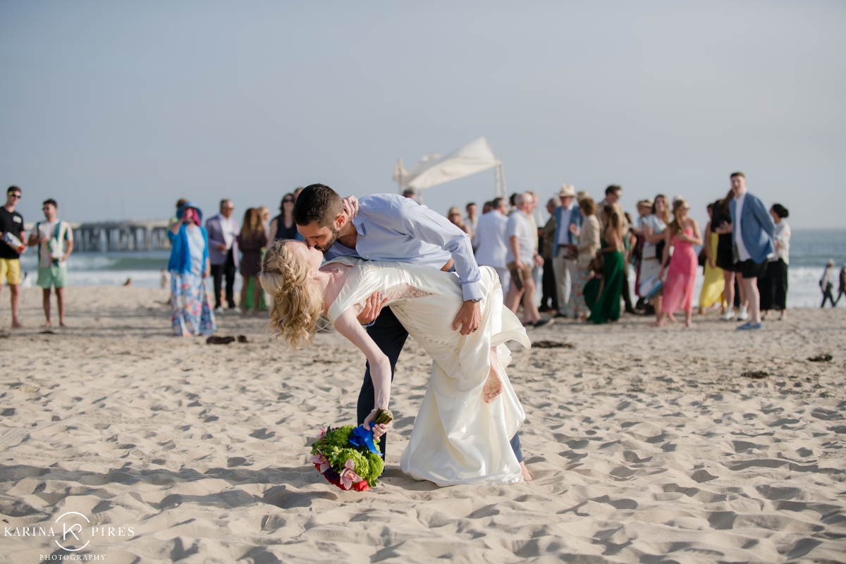 Bride and groom pictures on Venice Beach