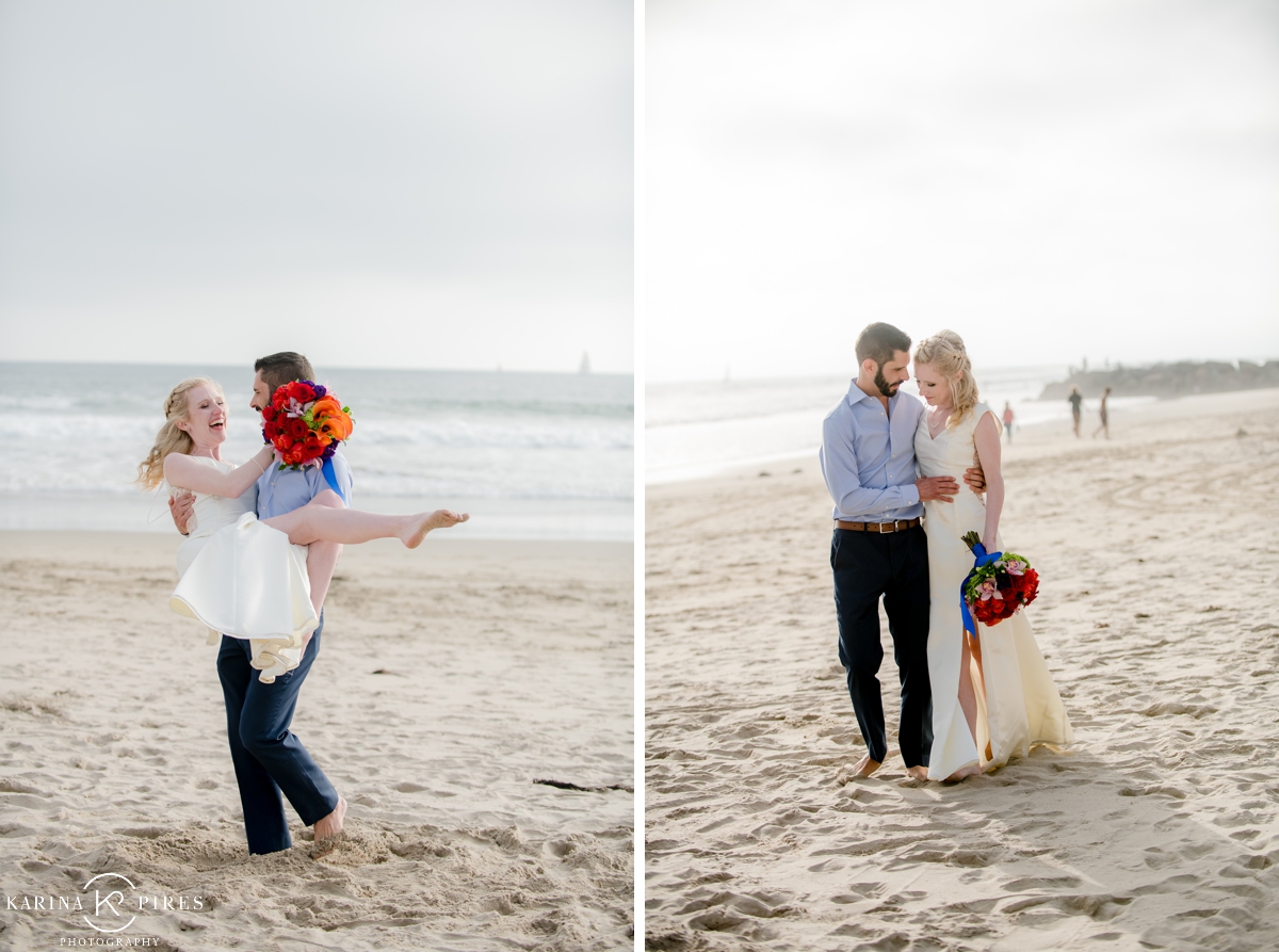 Bride and groom portraits in Venice Beach