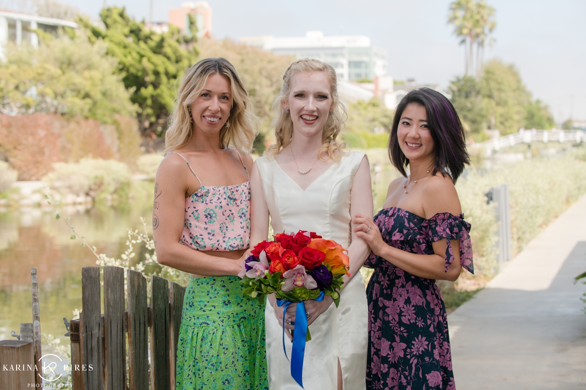 Floral print bridesmaids dresses for a Los Angeles wedding