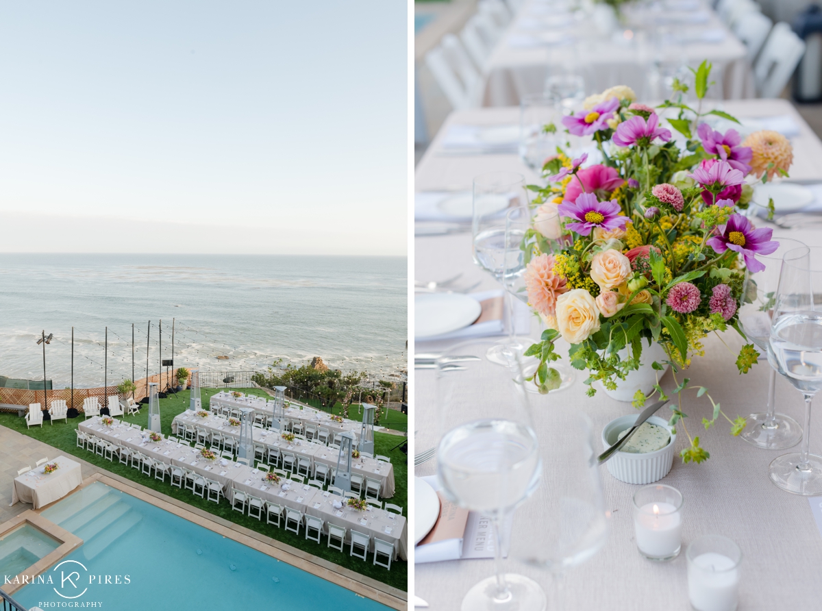 Wedding reception in Malibu overlooking the ocean