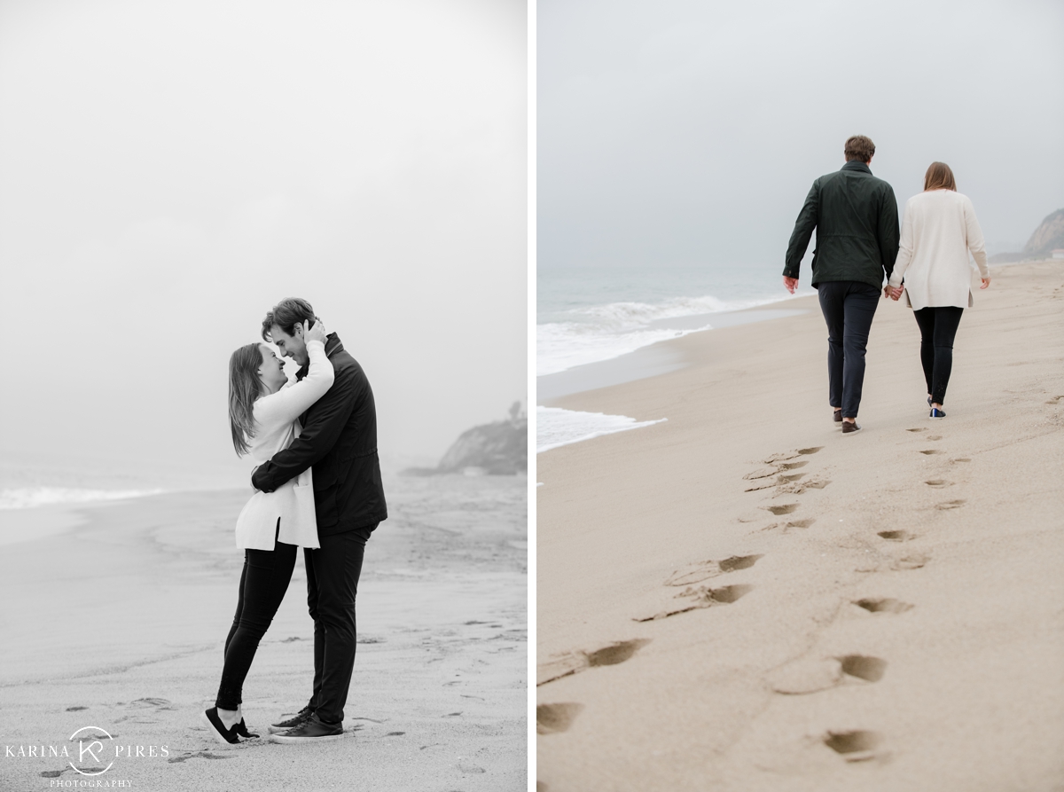 Black and white couples portraits on the beach on Los Angeles
