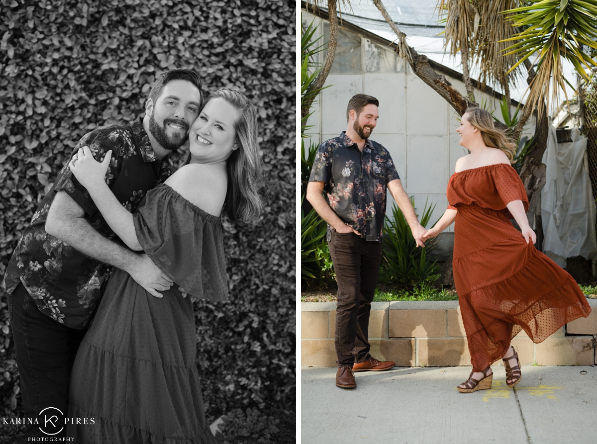 Engagement session outside of Orchid Fever in LA