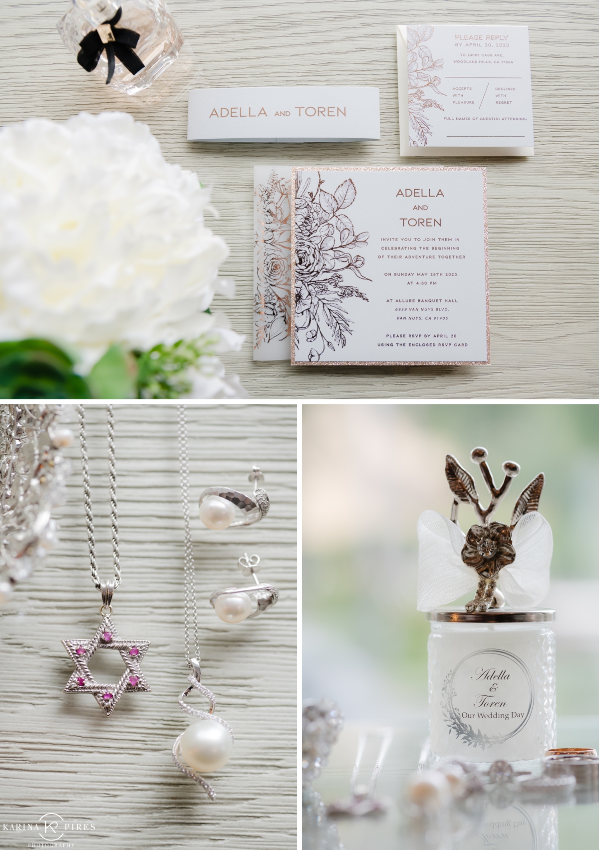 Classic white and silver wedding invitations