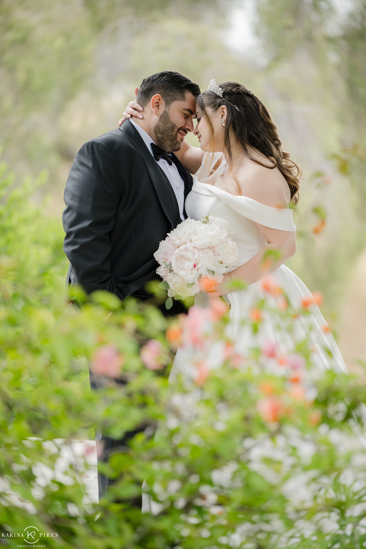Bride and groom portraits at a family home in Van Nuys