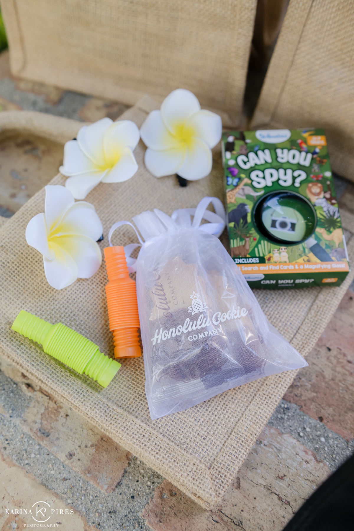 Luau-themed fourth birthday party favors