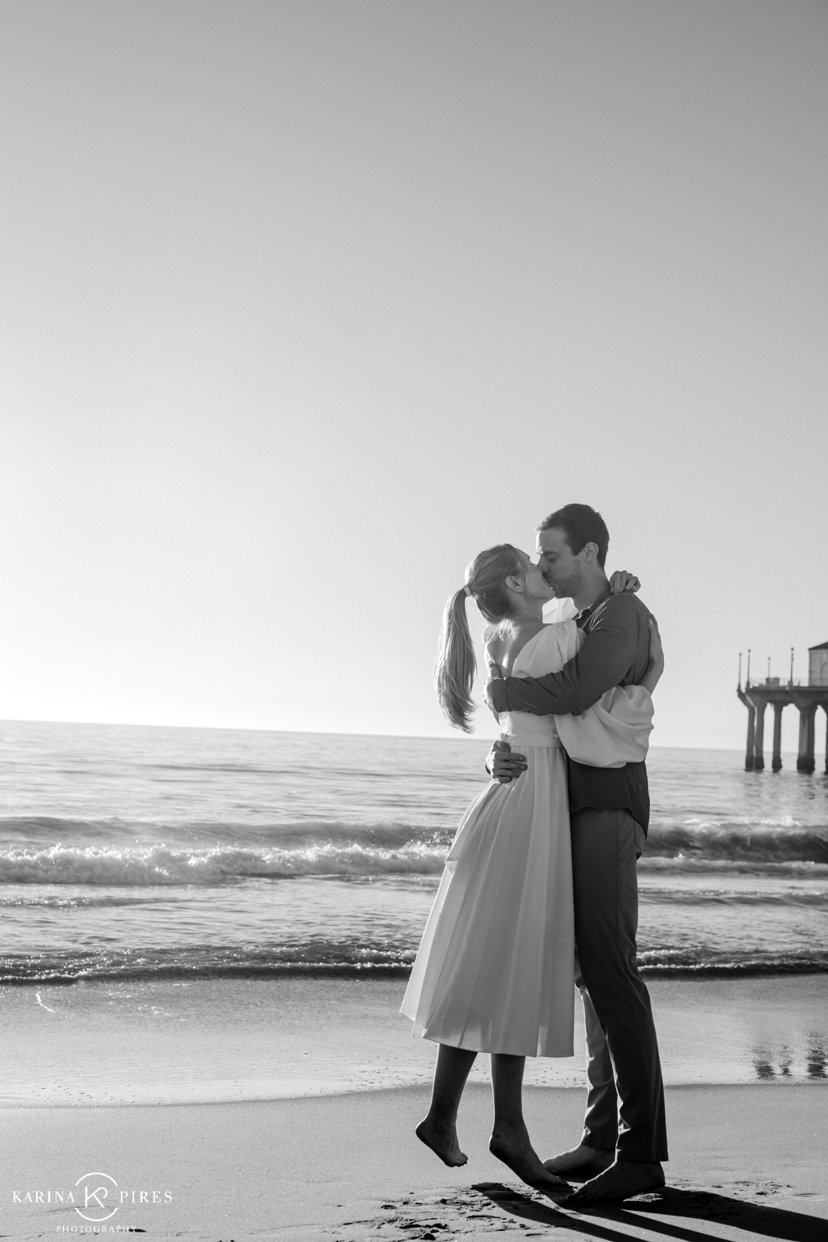 Black and white engagement photography