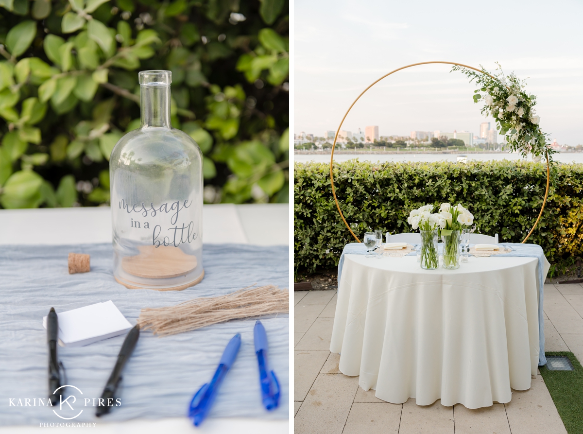 Message in a bottle guest book for a coastal themed wedding in California