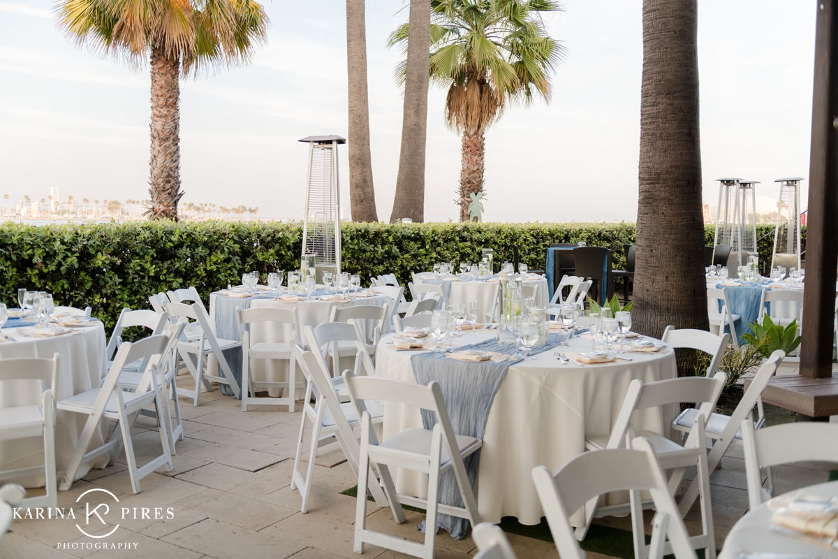 Outdoor wedding reception at Hotel Maya in Long Beach, CA