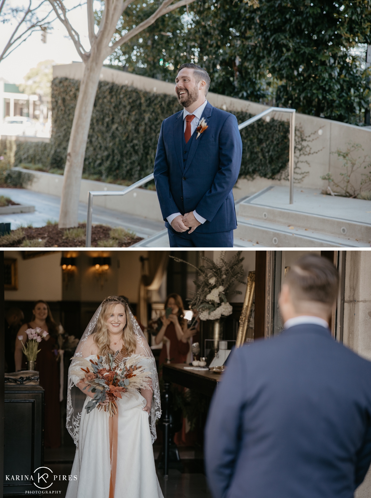 Wedding first look at The Culver Hotel