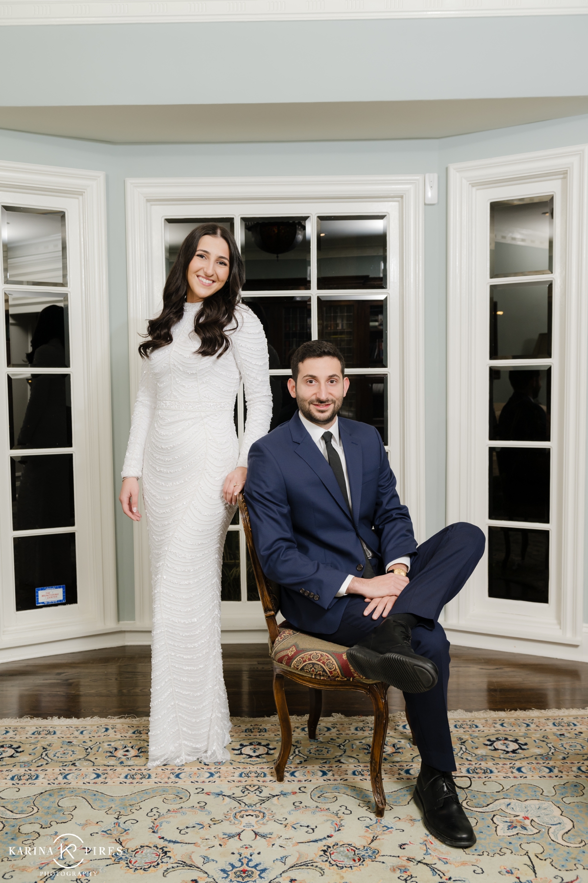 Bride and groom portraits from an Orthodox Jewish engagement party
