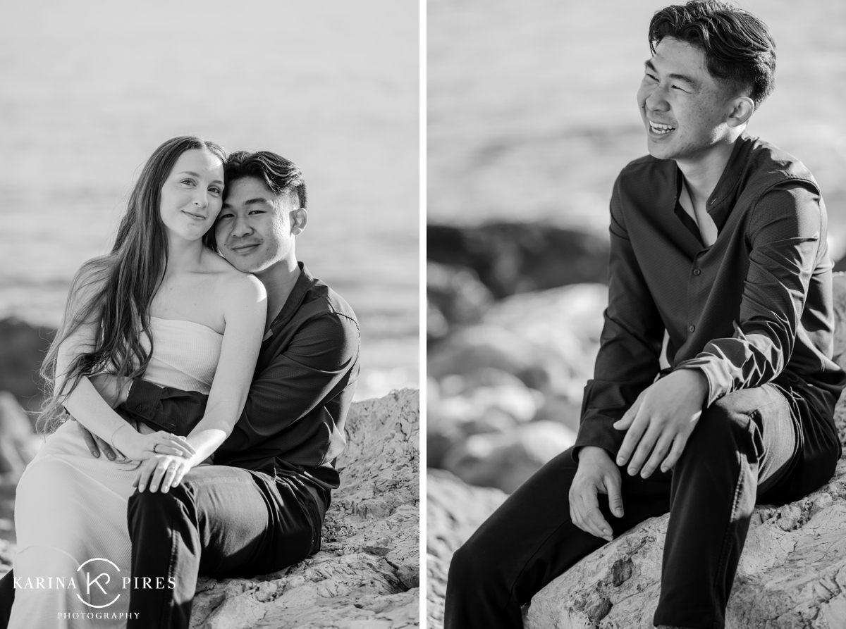 Black and white engagement portraits