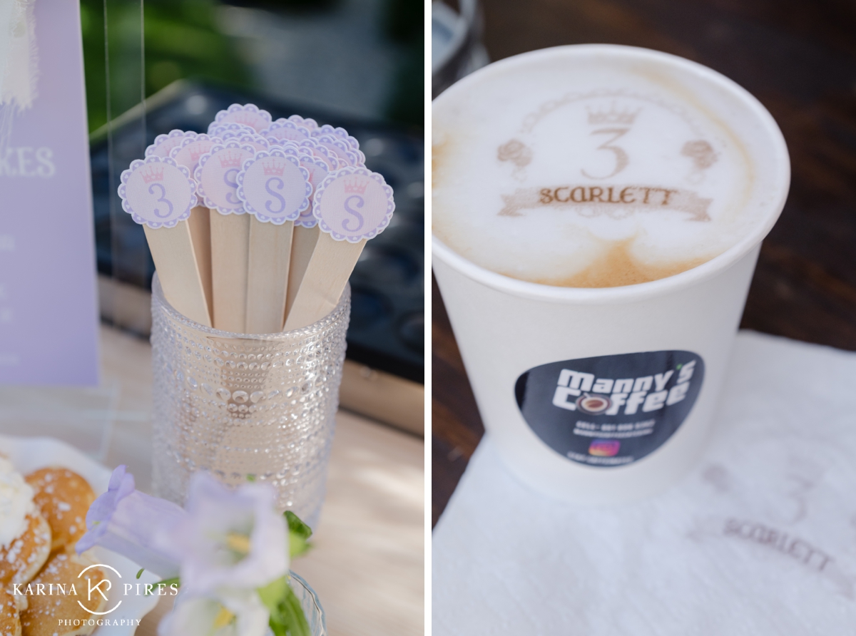 Custom princess-themed latte art by Manny's Coffee