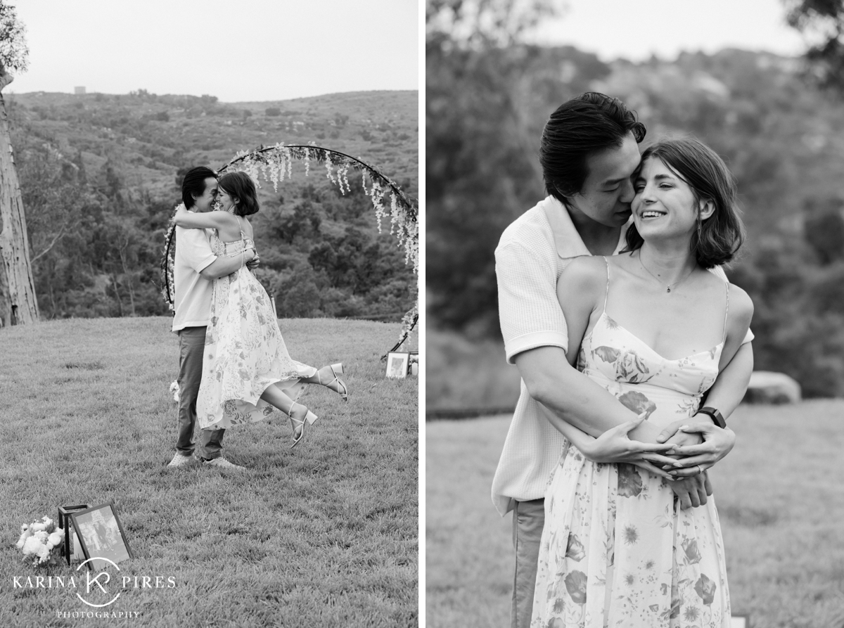 Black and white engagement photography