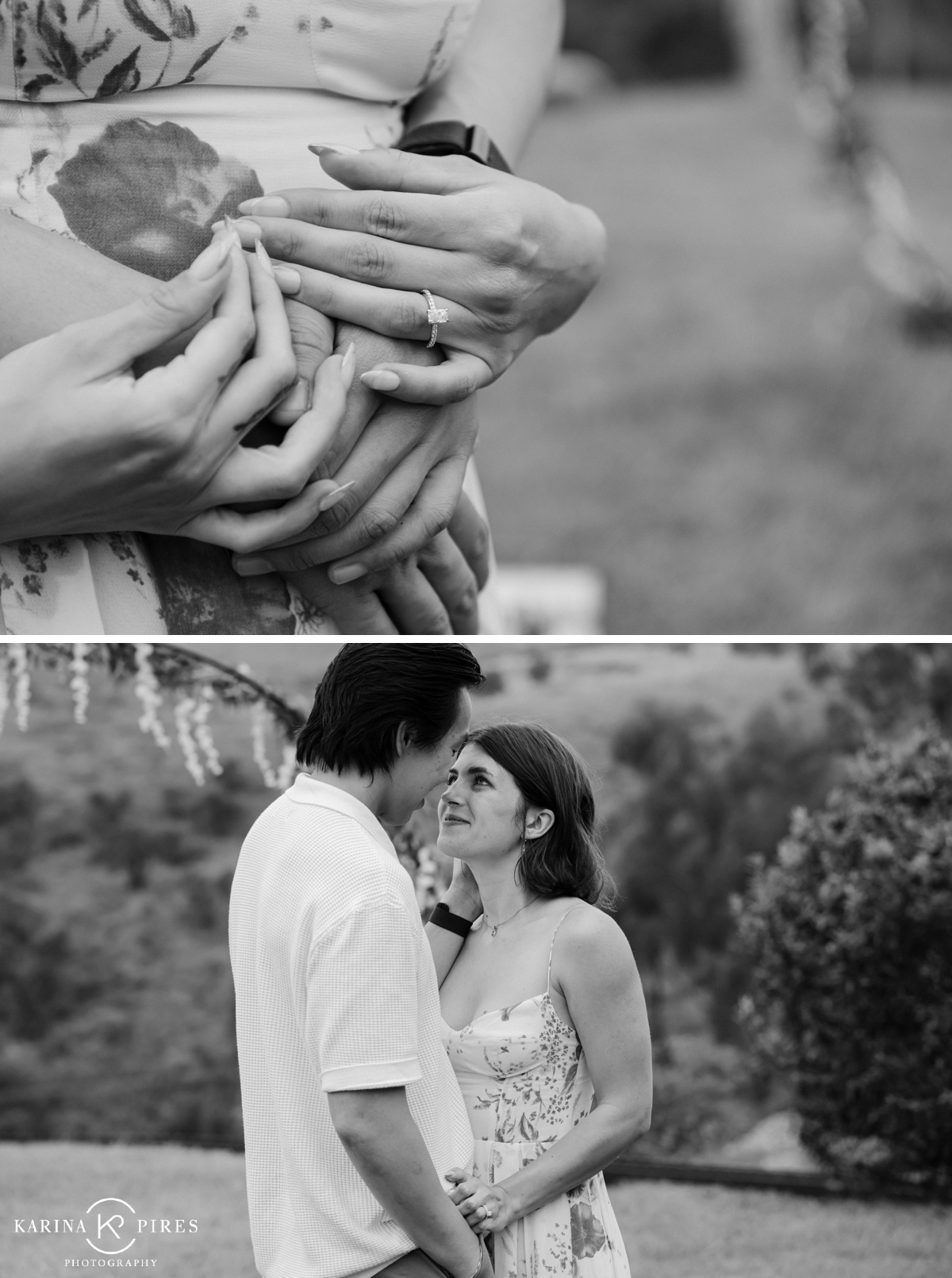 Black and white engagement photography