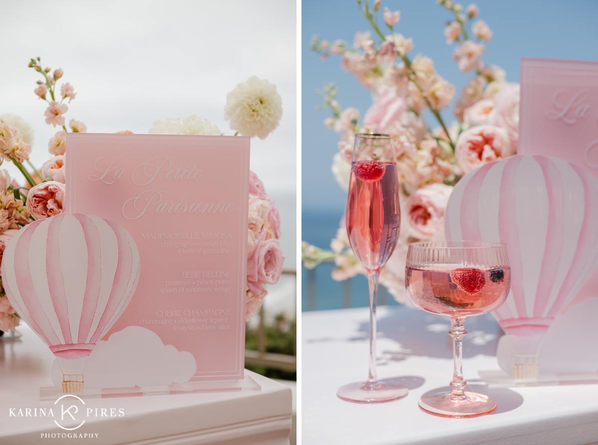 Pink cocktails with fresh fruit on an outdoor bar at The Ritz-Carlton Laguna