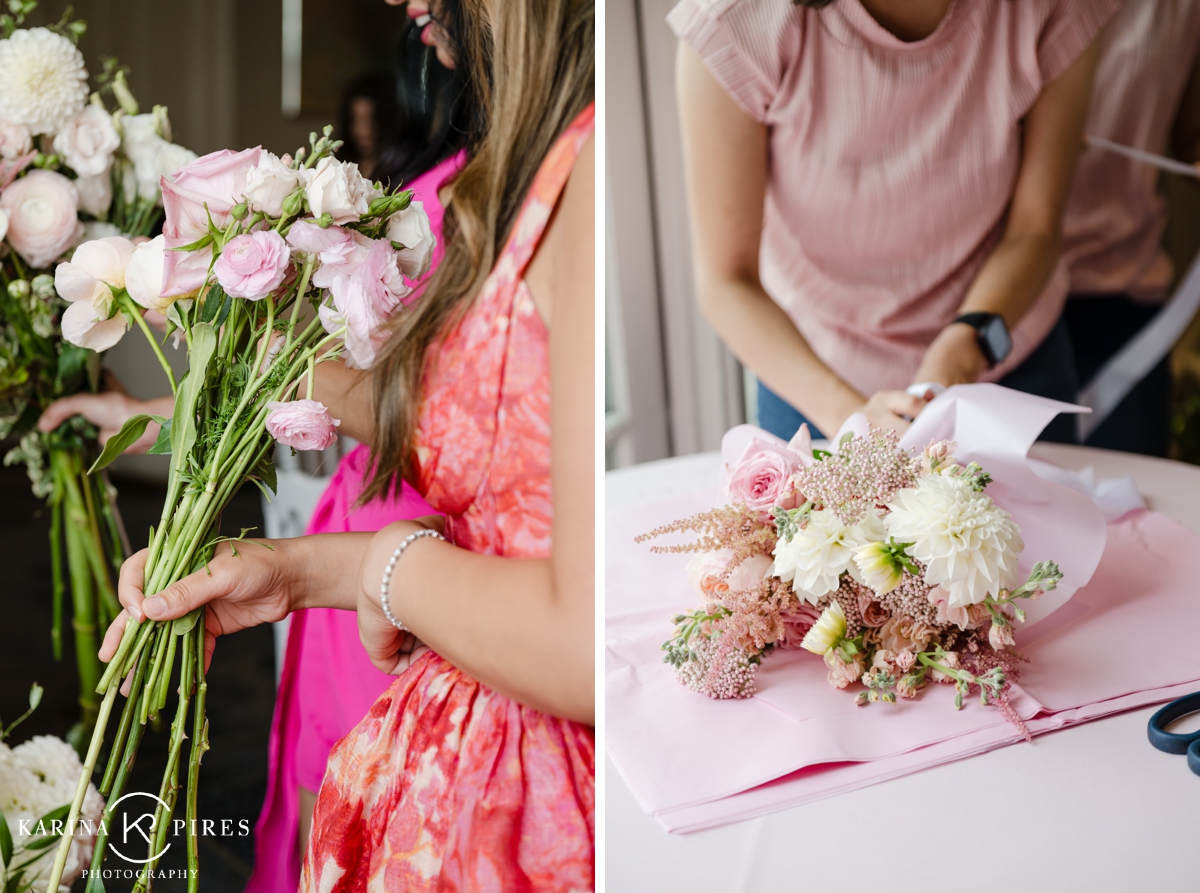 Make your own bouquet station by Bloom Box Designs for a baby shower