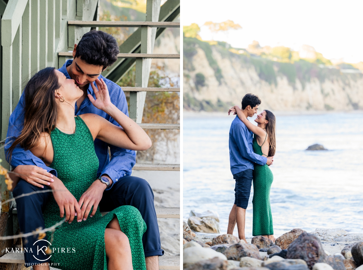 Sunset engagement photos at the beach