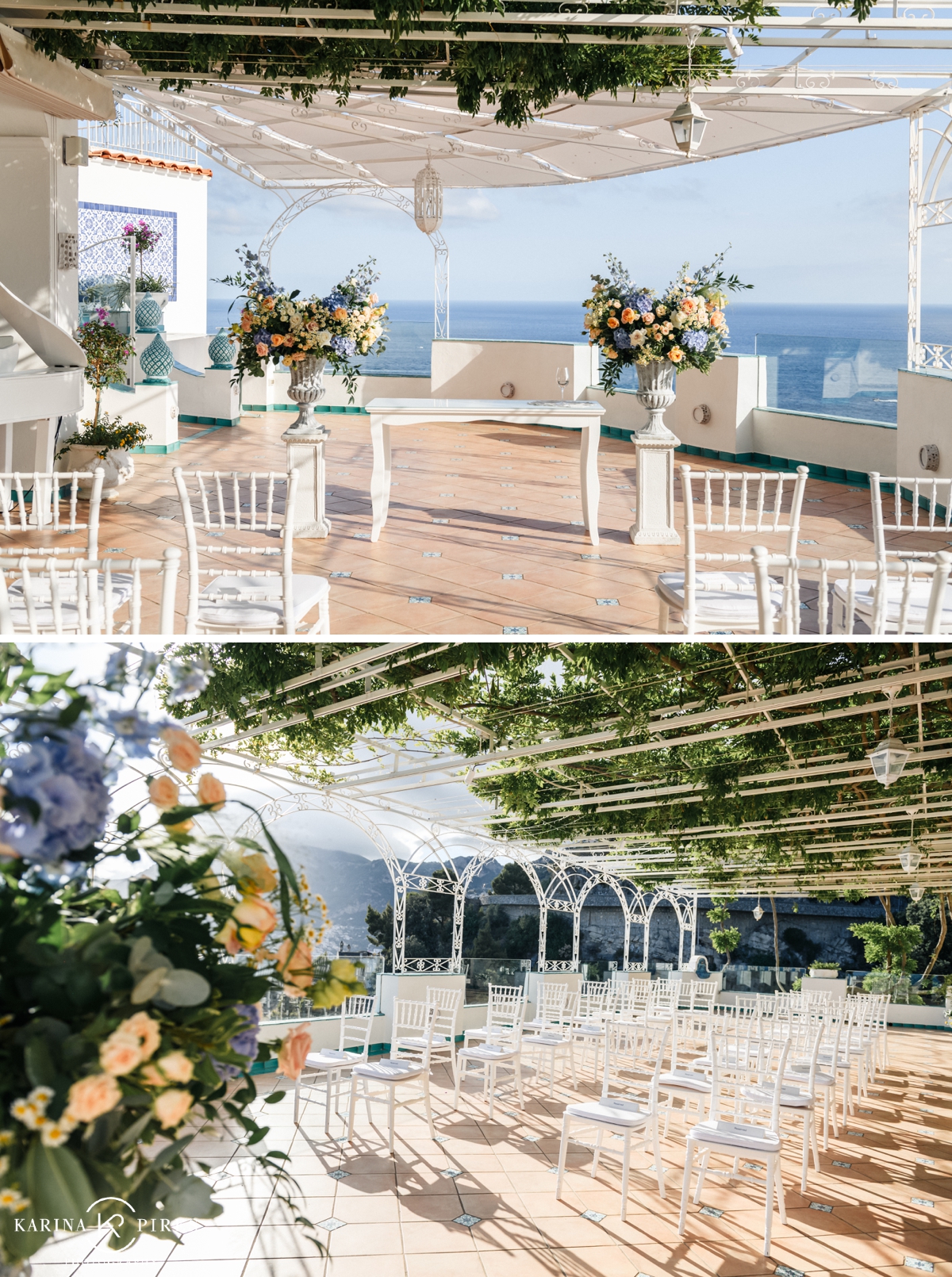 Outdoor wedding ceremony at Grand Hotel Tritone