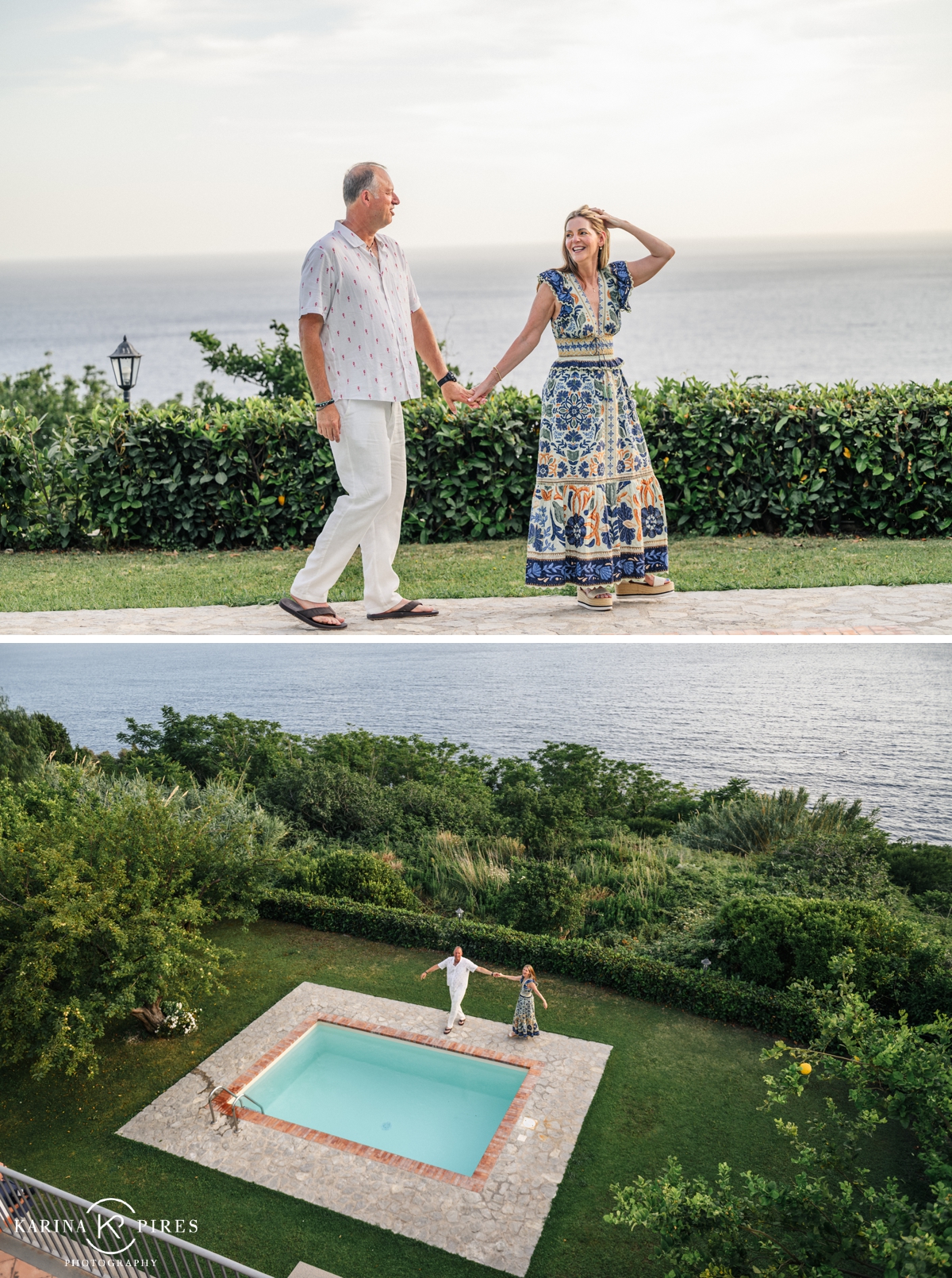 Wedding rehearsal dinner at a private home overlooking the coast in Praiano, Italy