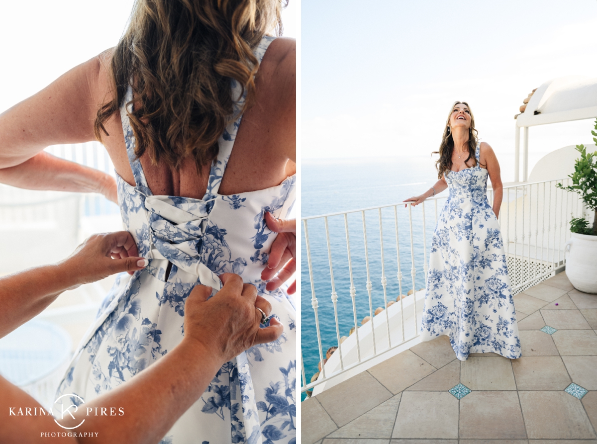 Bride getting ready for her wedding at Grand Hotel Tritone