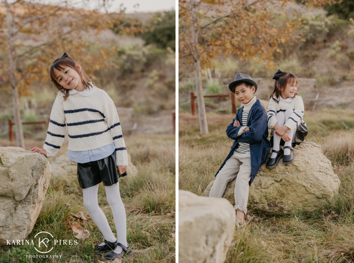 Fall family session outdoors at a park in Irvine, California 