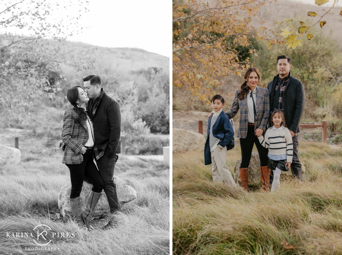 Parents holding hands and laughing together during their family session