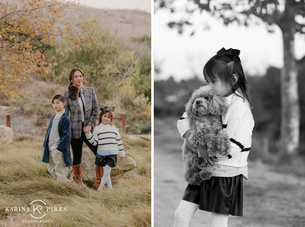 Fall family session outdoors at a park in Irvine, California 