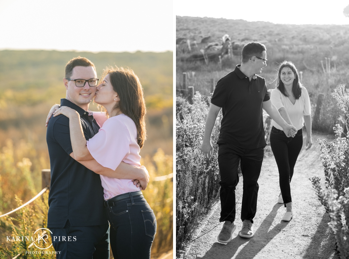 Point Dume Park pictures at golden hour for a newly engaged couple