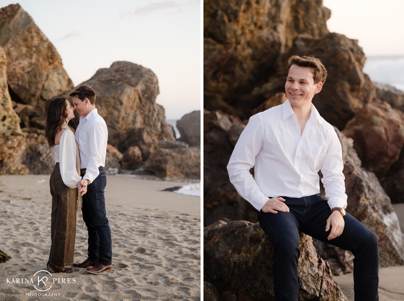 Sunset proposal and engagement session in Malibu at Point Dume Beach