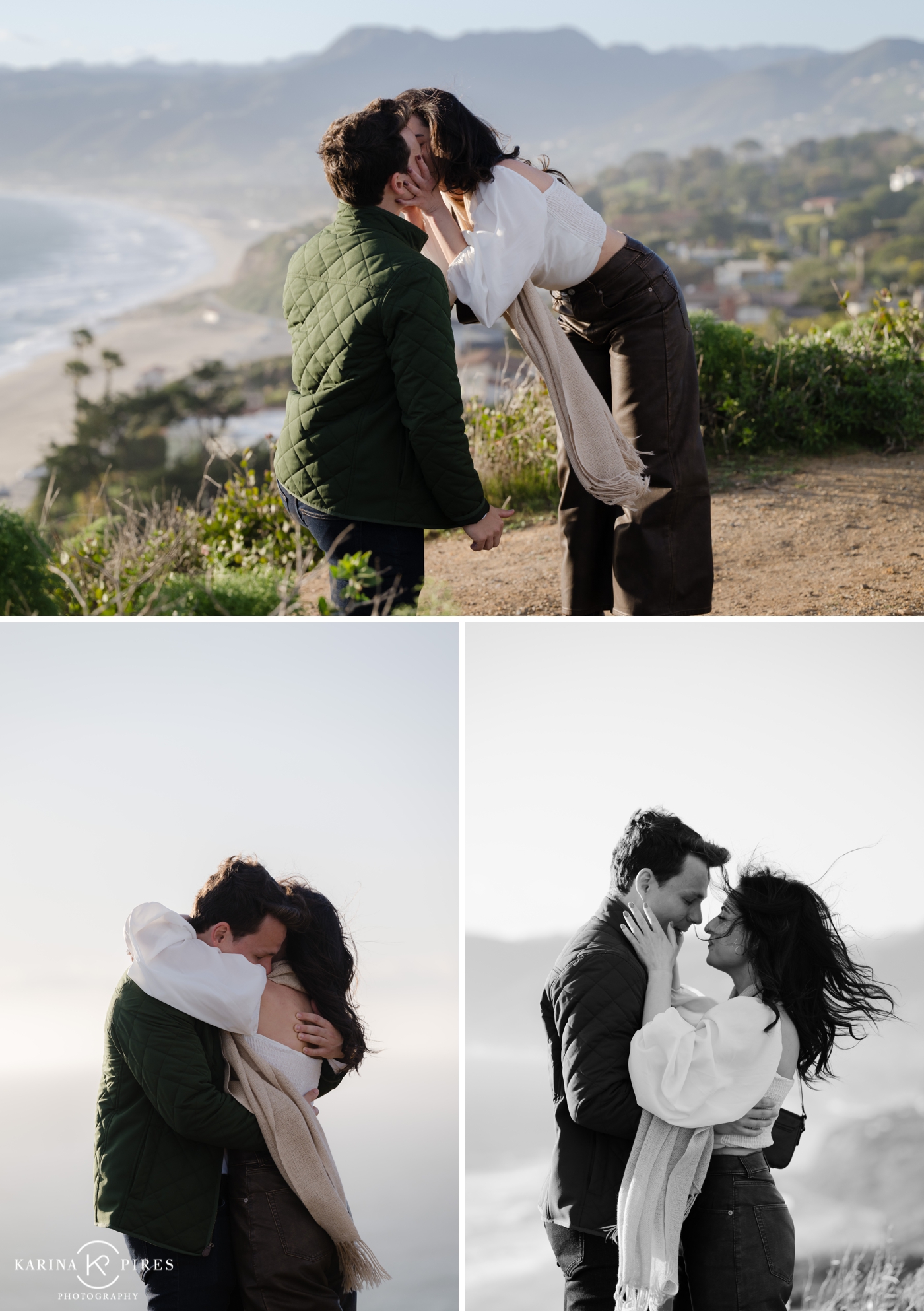 Sunset proposal in Malibu, overlooking the Pacific Ocean by Karina Pires Photography