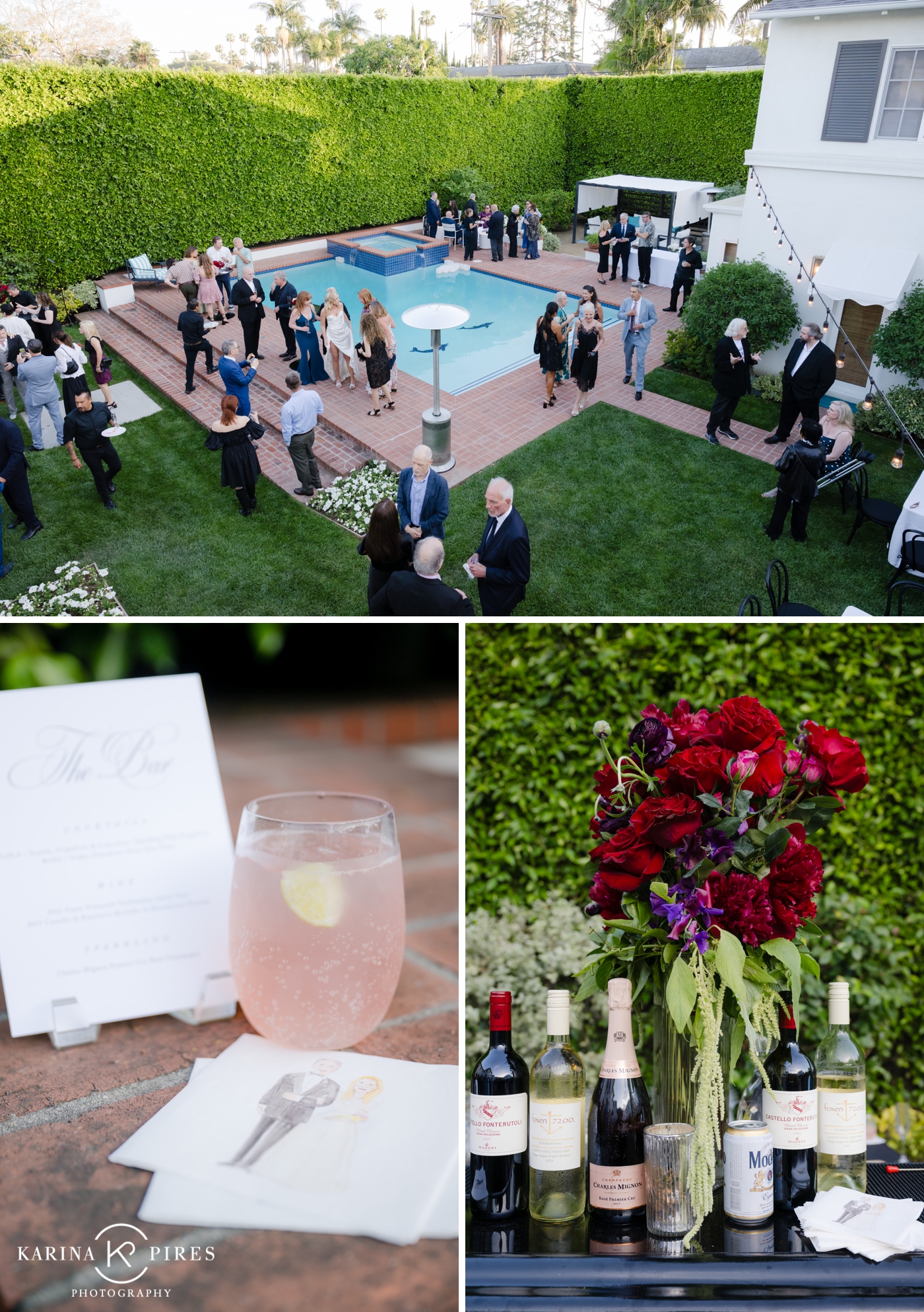 Backyard wedding reception in Beverly Hills, for an intimate wedding