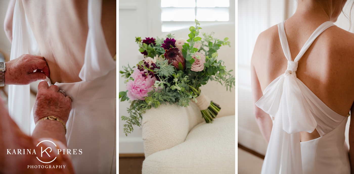 Bride getting ready at a families home in Hollywood, California 