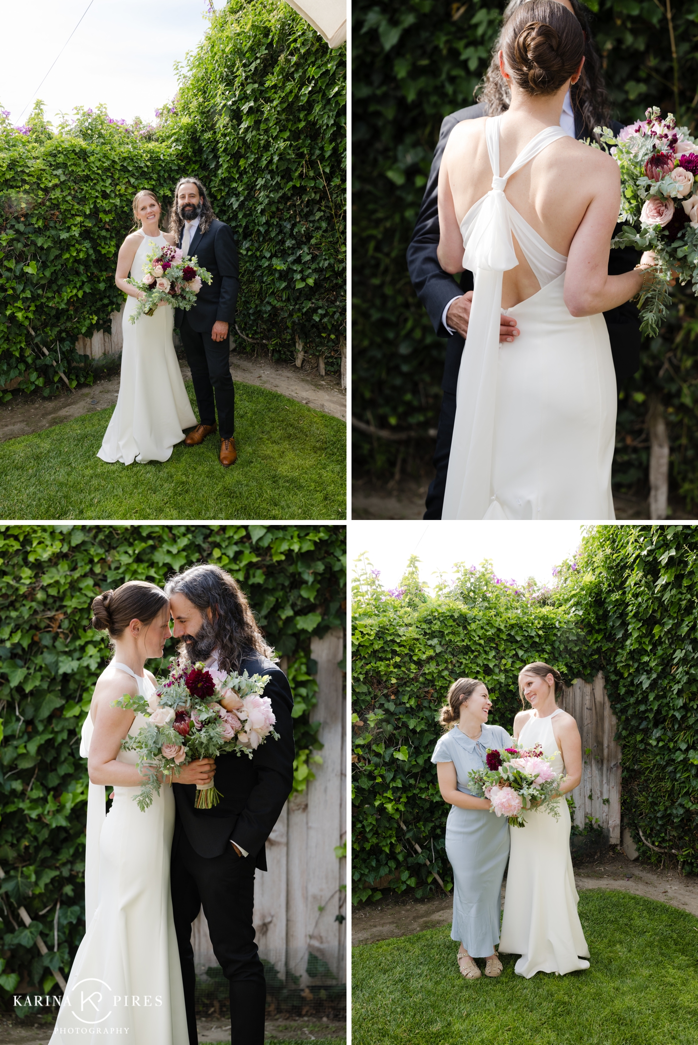 Bride and groom golden hour pictures in a backyard in Hollywood, photographed by Karina Pires Photography 