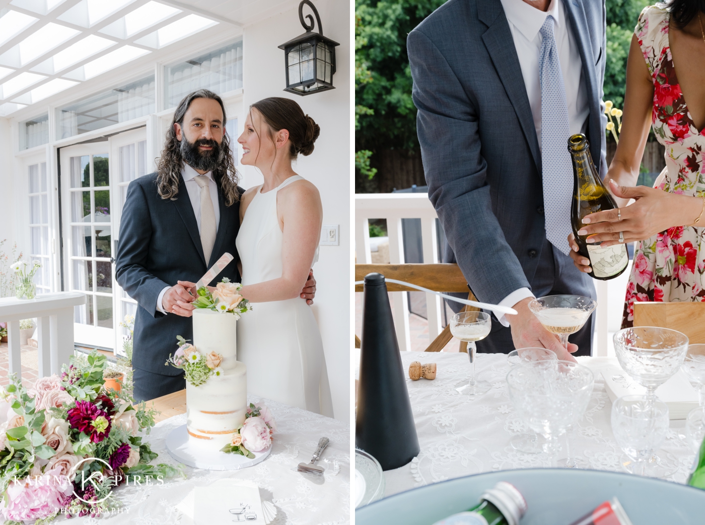 Bride and groom golden hour pictures in a backyard in Hollywood, photographed by Karina Pires Photography 